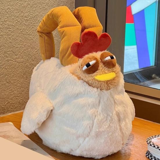 Fuzzy Chicken Purse Cute Chicken Shoulder Bag Fluffy Plush Hen Animal Prank Gift Handbag Kawaii Stuffed