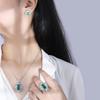 Jewelry Copper Bottom Gold Plated Jewelry Set Simulation Emerald Diamond Pendant Ring Main Stone 8 * 16 6 * 8