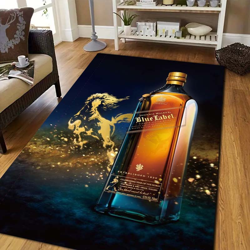 J Johnnie W Walker Whisky Carpet and Rug Modern Bar Living Room Bedroom Large Area Soft Carpet Study Porch Bedside Non Slip Mat