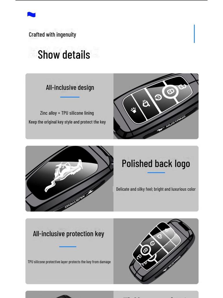 Ford Mustang Electric GT Key Cover - SHELBY Car Bag Buckle Shell