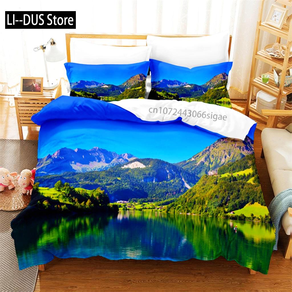 Comforter Seaside City Bedding Set 3D Bedding Digital Printing Queen Size Bed Set Fashion Design