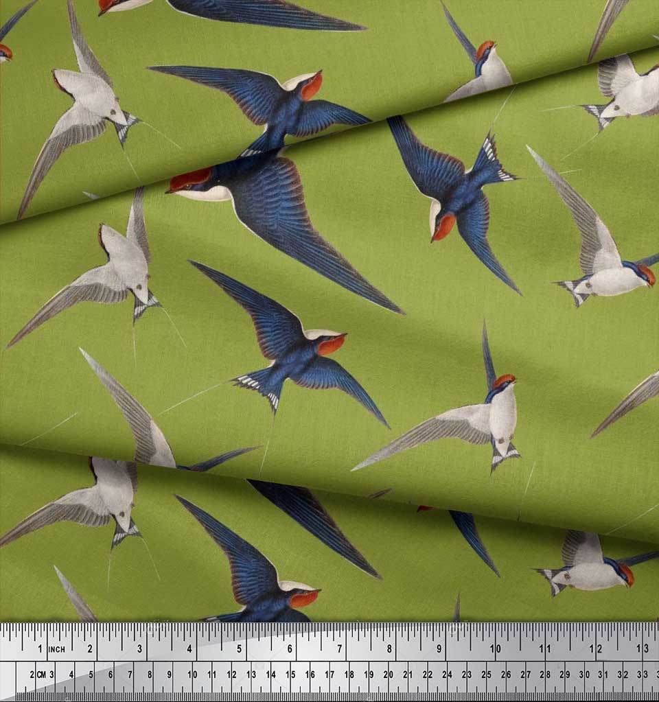 Soimoi Černá japonská krepová saténová tkanina létající datel pták tištěná řemeslná tkanina v metrech 42 palců