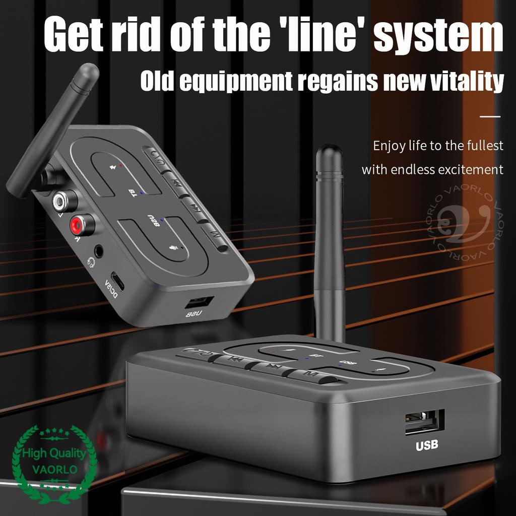 Bluetooth 6.0 Audio Receiver 3.5mm AUX RCA With Mic HIFI Stereo Wireless Adapter Support USB U-Disk For Car Speaker Amp