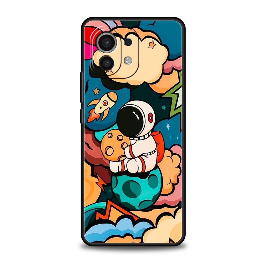 Cartoon Cute Cosmonaut Phone Case Cover for Xiaomi Mi 17 15 14 13 12 11 Ultra 15T 14T 13T 12T 11T Pro Lite 5G Soft TPU Shell Bag