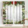 2PCS Digital Print Curtains, Pine Branch Red Berry Christmas Pattern, Natural Rustic Style for Xmas Holiday Home Decor