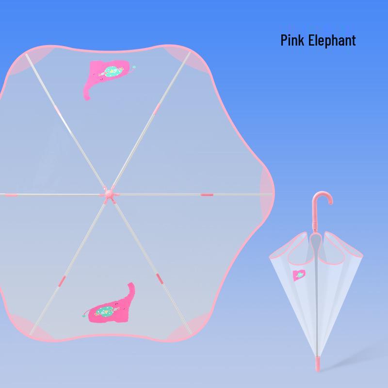 Kids' Safe Transparent Cartoon Umbrella: Automatic, Round-Corner Design for Kindergarten Boys & Girls