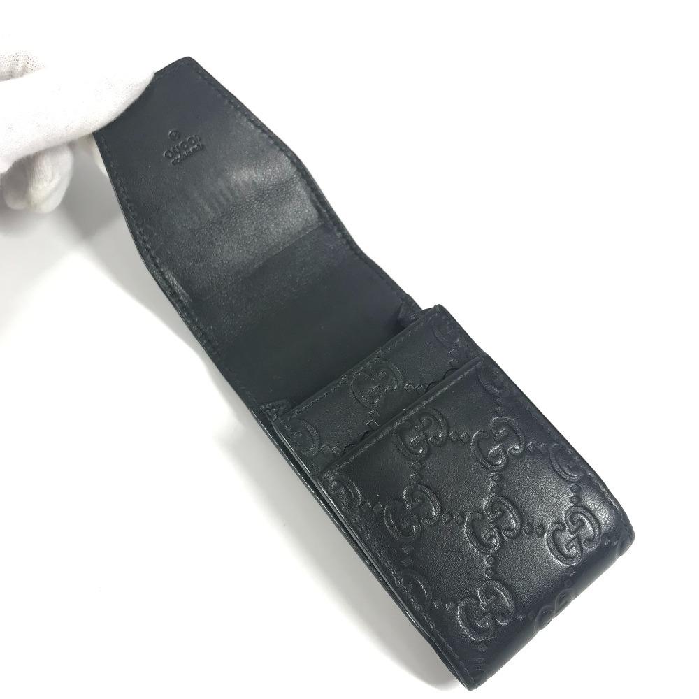 GUCCI 181716  Guccissima logo GG Pouch  Flap Cigarette case Sima leather Black