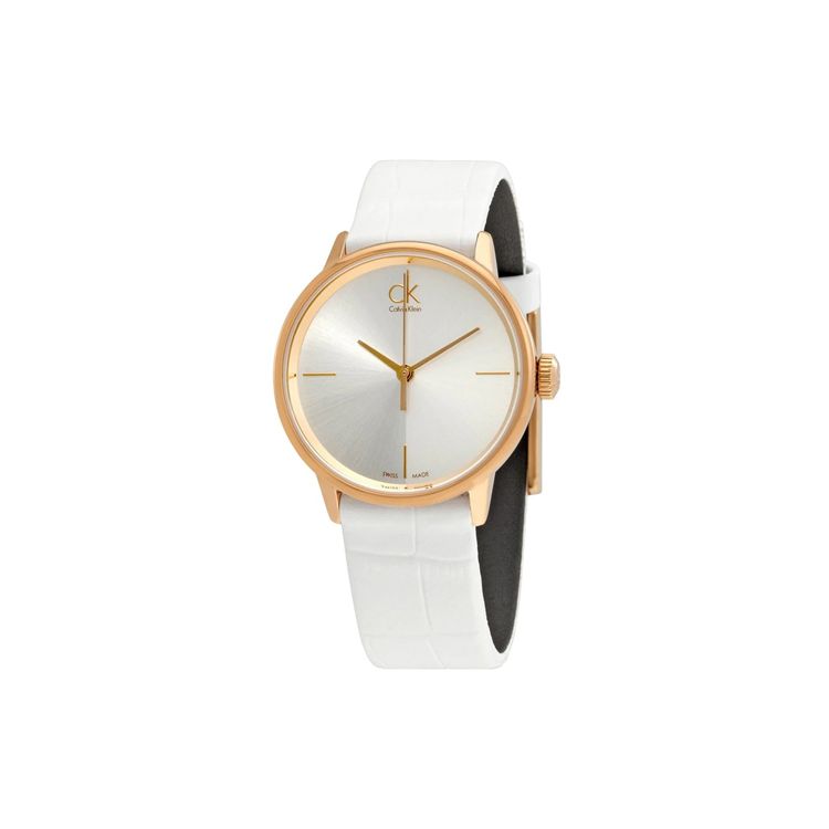 Calvin Klein Accent Series Quartz Watch Leather Strap 32Mm Silver Dial Women watches K2Y236K6 Silver Dial