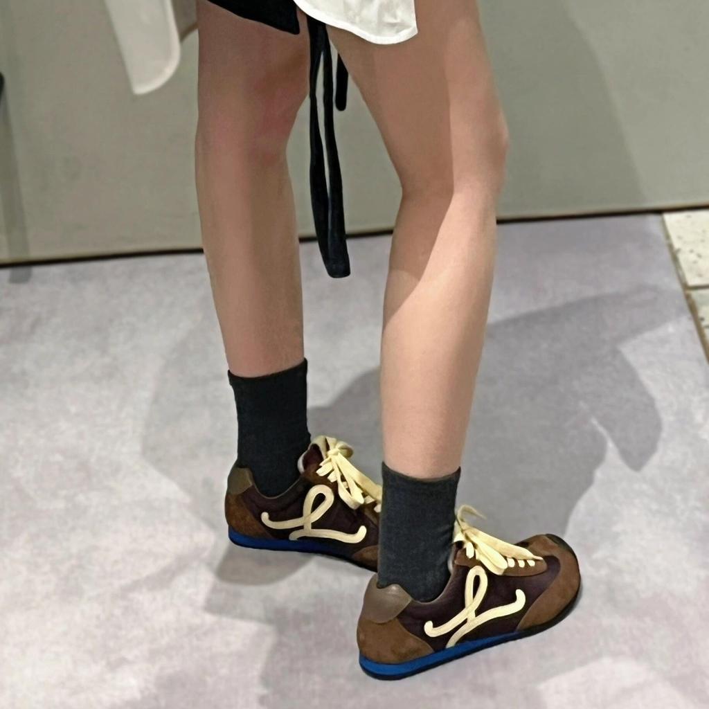 Cowhide version~ 2025 new leather matte ugly cute leisure sports women's shoes German training shoes women's platform Forrest Gump shoes