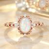 Colorful Elegant White Oval Opal Rings for Women Classic Dainty Party Rose Gold Tone Fashion Jewelry Accessories