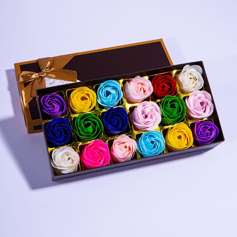 18pcs Soap Rose Flowers Gift Box Romantic Scented Bath Soap Flower Fake Flower Wedding Valentine's Day Gifts Creative Hand Gifts