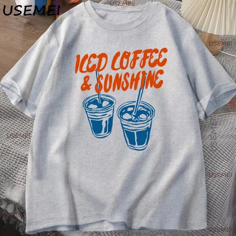 Iced coffee t-shirt and gift solropa for aUnisextes of coffee printed t-shirt for Coffee Club with vibrations of