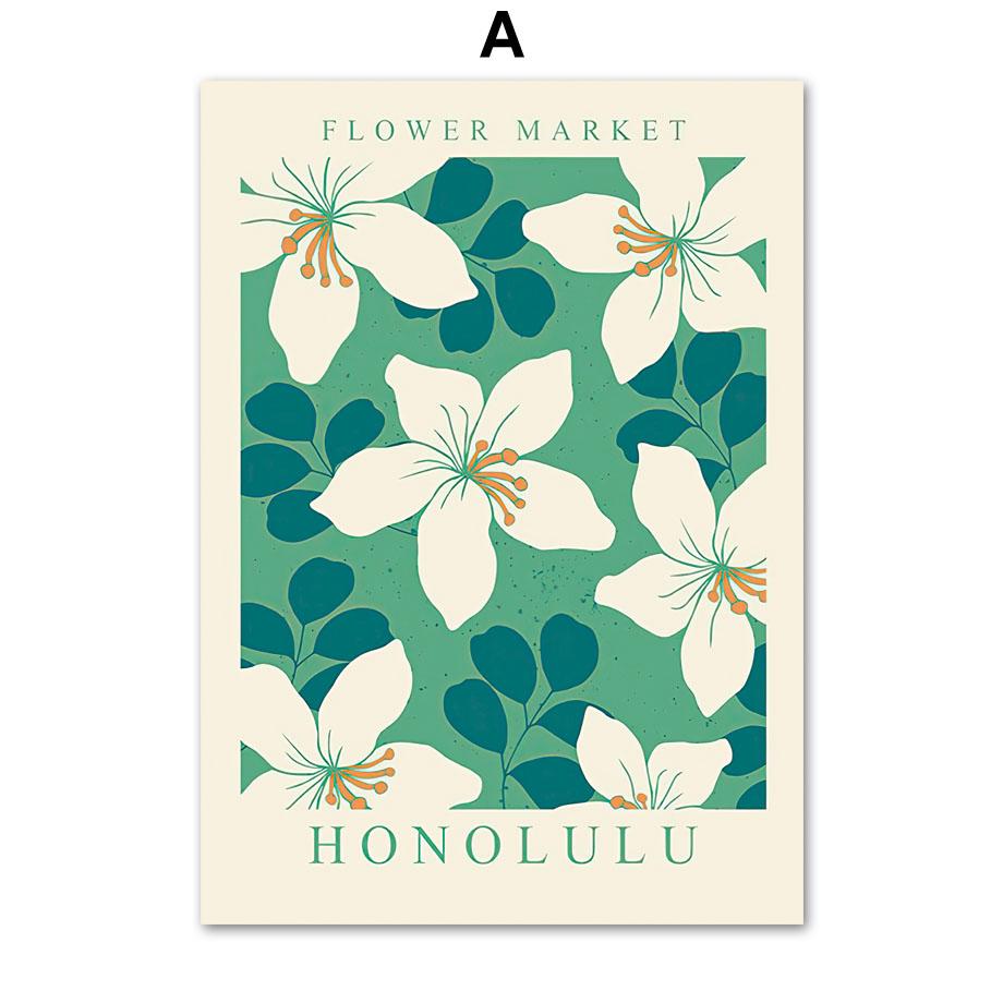 Flower Market Poster Paris London New York Botanical Floral Drawing Wall Art Print Canvas Painting Modern Living Room Home Decor