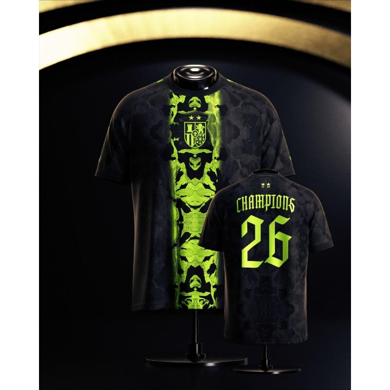 2026 Unisex 2-Sterne Spanien Trikot "CHAMPIONS 26" Kurzarm Oberteil