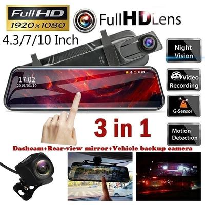 4.3''/7''/10'' Touch Screen 1080P Car DVR Night Vision Media Dash Camera Dual Lens Video Recorder Rearview Mirror Rear Cameras