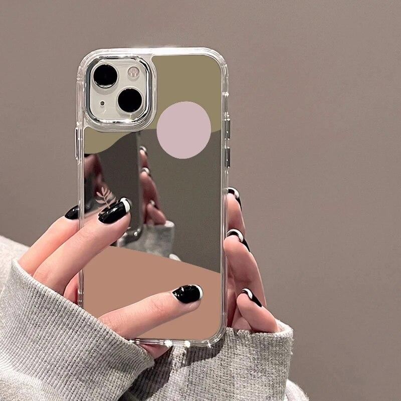 Leopard Print Phone Case For iPhone 15 Case Funda iPhone 13 11 12 14 15 Pro Max Abstract Soft TPU Shockproof Makeup Mirror Cover