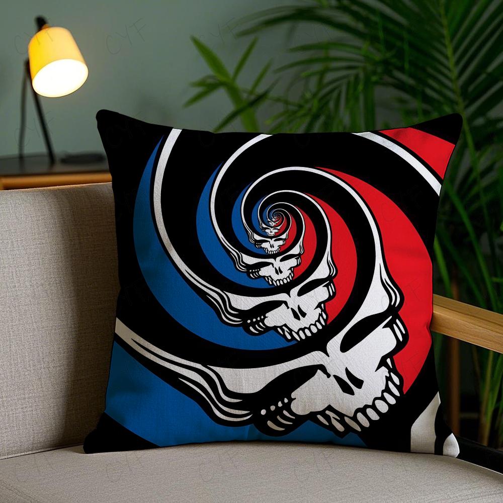 G-Grateful D-Dead Anmie Band Pillow Case Anti-Dustmite Pillowcase Invisible Zipper Silky Short Plush Sofa Cushion Cover