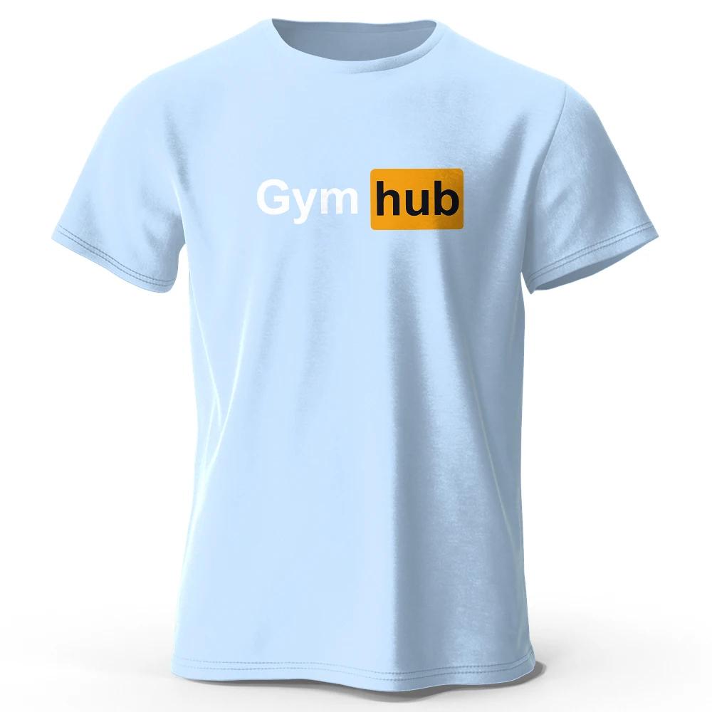 Gym Hub Bedrucktes T-Shirt 100% Baumwolle Oversized Lustige Grafik-T-Shirts für Sommer-Tops