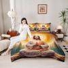 Decorative Serene Meditation Golden Halo Art Yellow Duvet Cover Set, Durable Bedding Set for Everyday Use