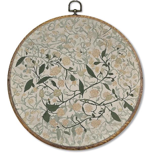 FUGWN Dark Moody Rose Round Wall Art Decor Framed, Dark Academia Floral Canvas Artwork Prints, Retro Red Rose Flower Botanical Wall Hanging color-6