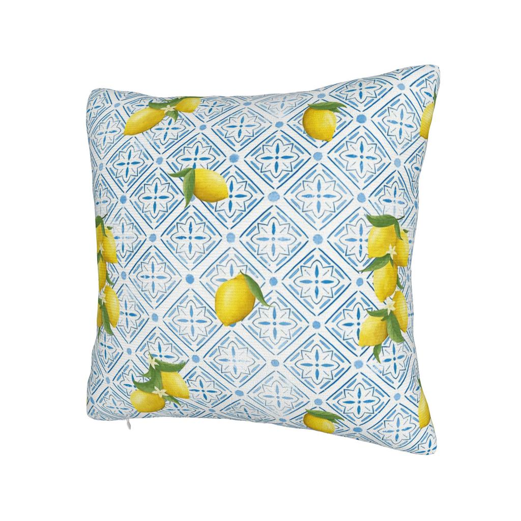 Lemon and Blue Pattern Pillow Case Soft Pillow Cover For Sofa Car Home Decor Novelty Cushion Cover
