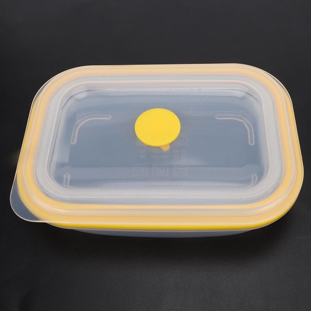 600ml Rectangular Portable Food Grade Silicone Folding Lunch Box Food Container (Yellow)