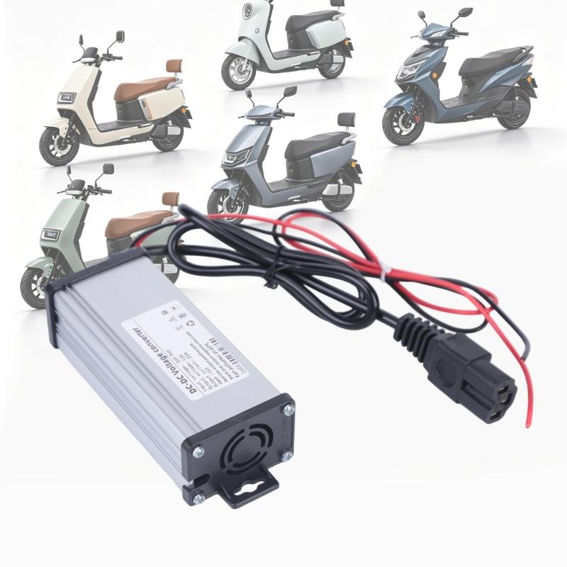 Power Unit 36V to 96V to 12V 20A for Electric Bike and Motorcycle, 3 Pin Input, Wire Output, Fan Cooled Metal Shell for Wiring Use