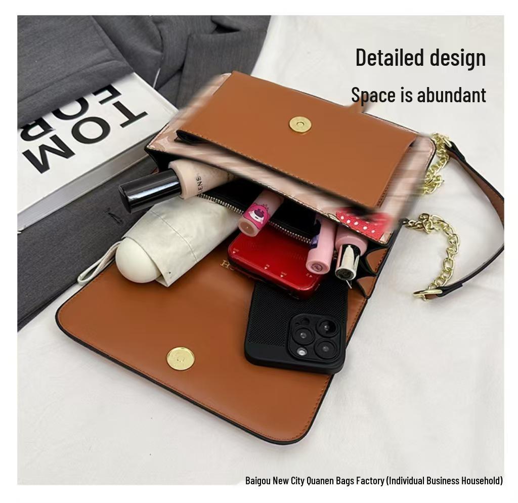 Sac à bandoulière chaîne polyvalent mode européenne et américaine - Design populaire décontracté de niche pour femmes