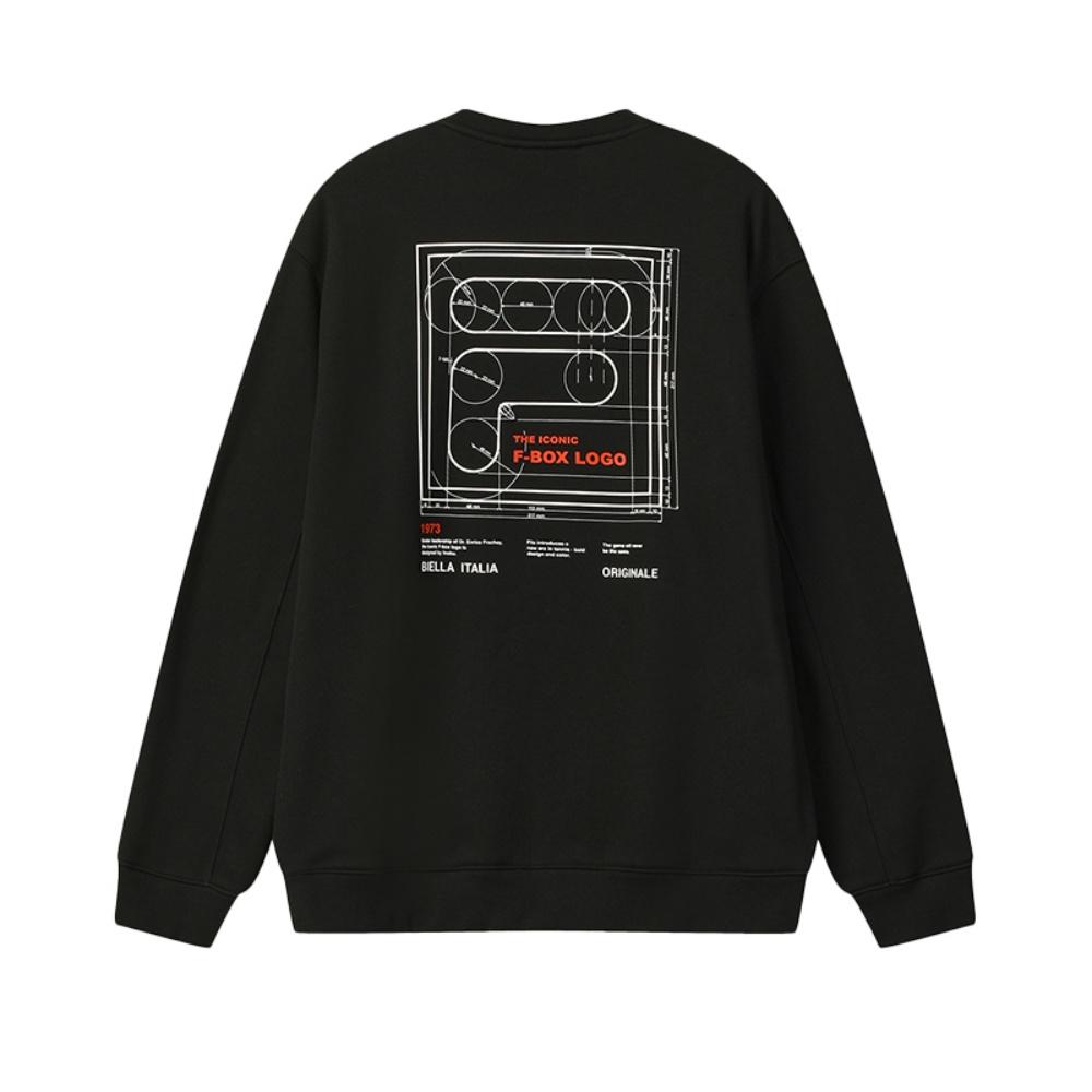 FILA Original Fleece Version Trendy Fashion Casual Versatile Warm Loose Pullover Sweatshirt Men sweatshirt Black F11M549214FBK