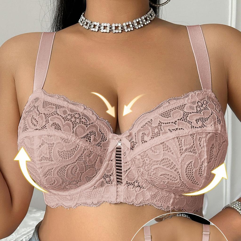 Ultra-thin Sexy Lace Mesh Without Chest Pads Comfortable and Breathable Underwear Gathered Upper Support Underwire Bra