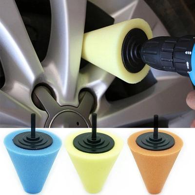 Auto Wheel Polishing Sponge Used for Electric Drill 3inch/ 4inch Burnishing Ball Polishing Cone Car Hub Buffing Sponge