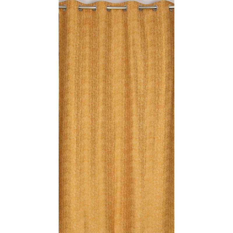 Set om 2 stycken kraftiga polyestergardiner med texturdesign i guld färg med öljetter