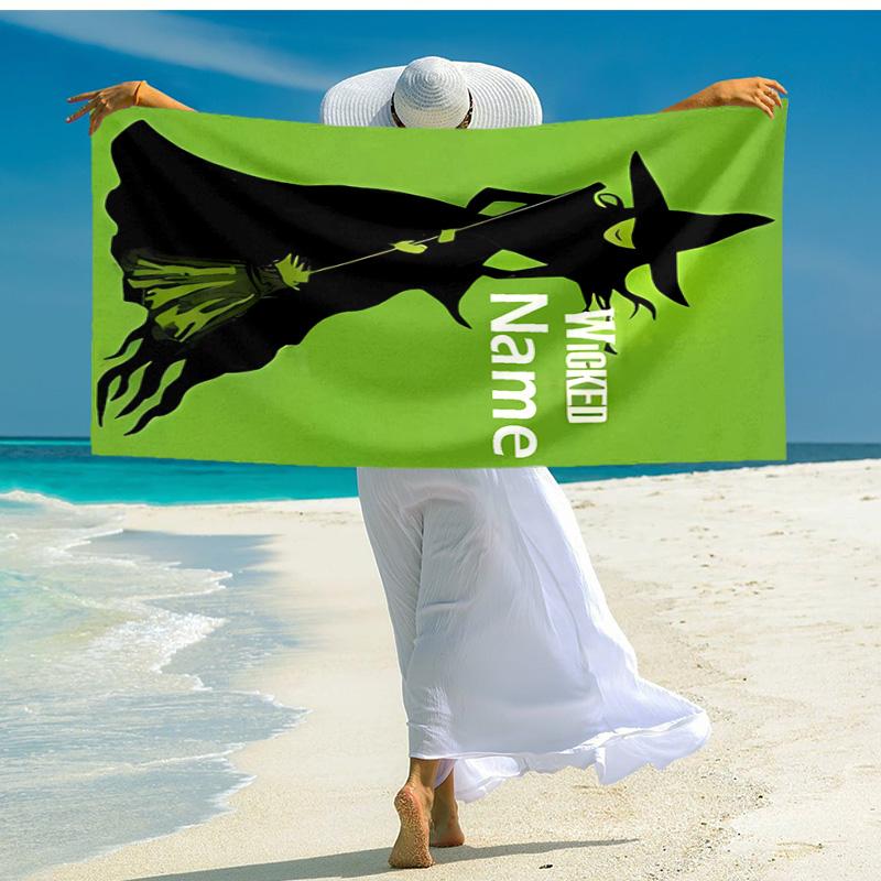 Personalized customized proof beach towel with Wicked pattern - soft, absorbent,quick-drying,perfect swimming,camping&bathing