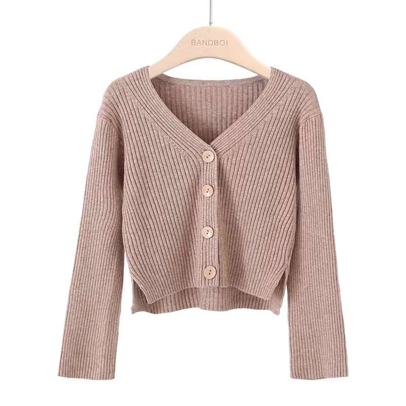 

V-neck New Knitted Cardigan Casual Women s Sweater Early Autumn Korean Version Loose Slim Fit Long Sleeved Jacket Short Solid Color Elegant Clothing One Size хаки