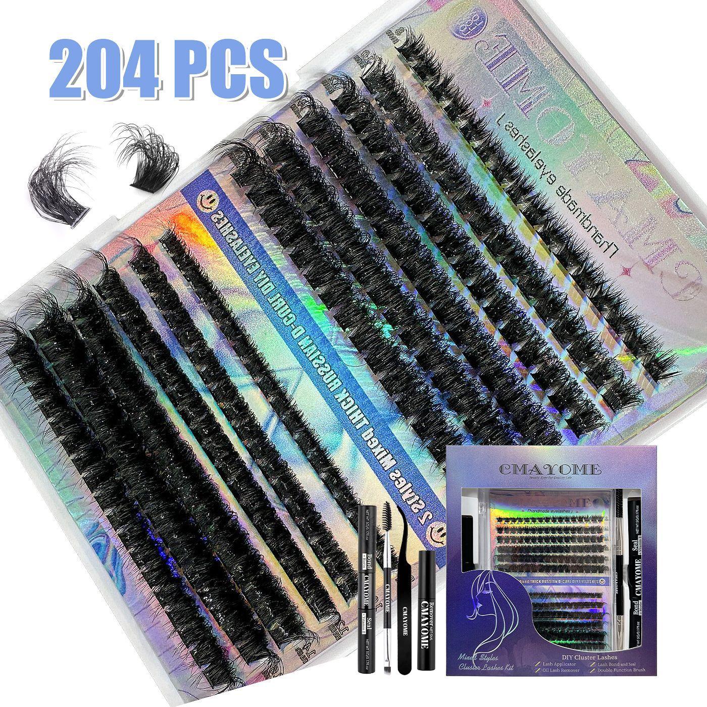 

240 Пучков D-образные Накладные Ресницы Набор Сделай Сам Сегментированные Натуральные Густые Ресницы