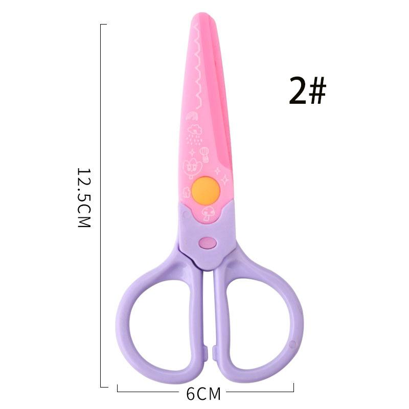

Милые ножницы для фотографий с мультфильмами, ножницы для поделок и безопасности детей, канцелярские принадлежности для вырезания из бумаги, сменные головки, пластиковые кружевные ножницы 2#