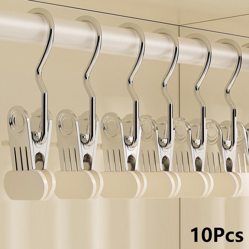 5/10 шт., улучшенный широкий органайзер для одежды в шкафу, не оставляющий следов, прищепки для одежды с крючками, вешалки для сушки брюк и носков 10Pcs