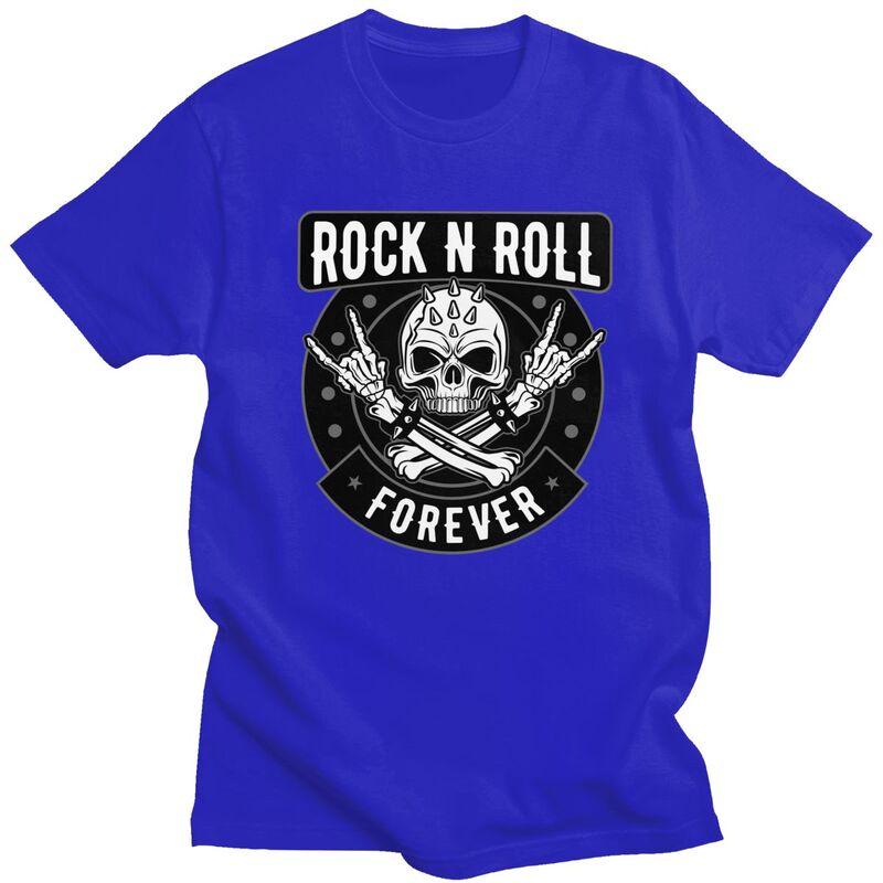 Custom Heavy Metal Rock N Roll Skull Tshirt for Men Short Sleeve T Shirt Cool Tshirts Slim Fit 100 Cotton Tee Gift