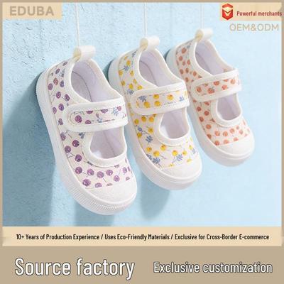 Frühlingsmodische bedruckte weiche Sohle Klettverschluss quadratische Spitze Babymädchenschuhe