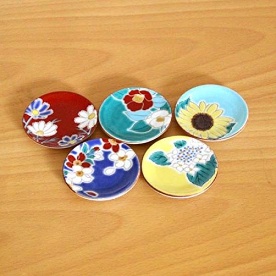 Kutani ware Seikogama Hime Talíř čtyř ročních období Květiny Minimální odpočinek (Omezené zásoby) (Sada 5) [Talíř s hůlkami]