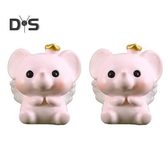2Pcs Compact Mini Elephant Delicate Cute Small Dummy Elephant Statue Gardening Decoration