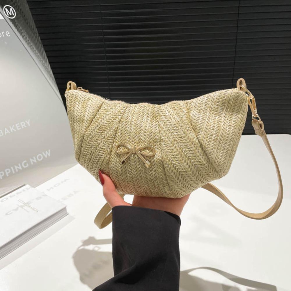 Fashion Straw Woven Shoulder Bags Small Fresh Cell Phone Purse Ladies Handbags Female Messenger Bag