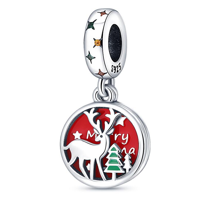 Stering Copper Christmas Charms Santa Claus Moose Boots Bell Winter Bead Pendant Fit Original Bracelet Diy For Women Jewelry