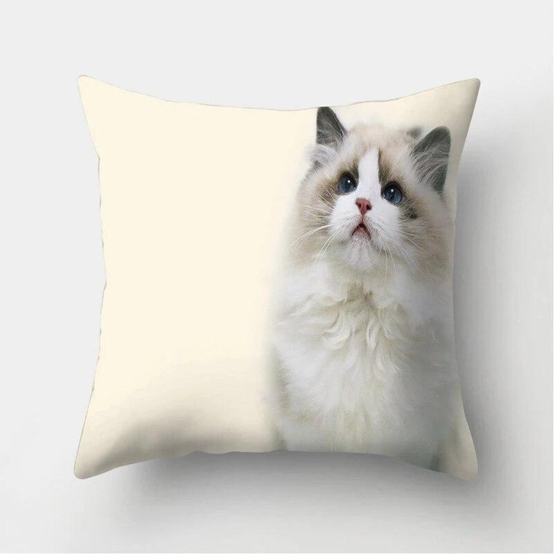 Cute Cat Print Decorative Cushion Pillowcase  Cover Pillow Sofa Living Room
