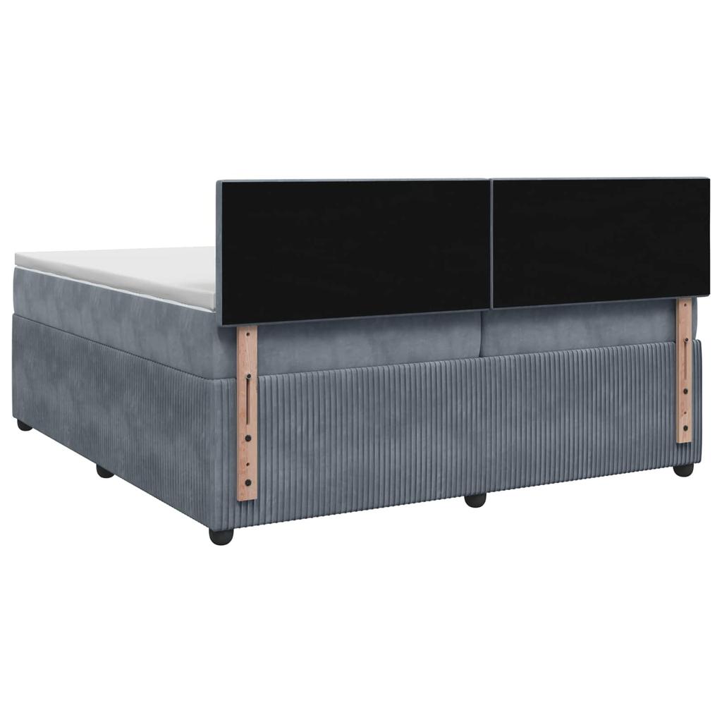 Box Spring Bed with Mattress Dark Grey 200 X 200 Cm Velvet