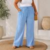 High Waist Loose Fit Wide Leg Pants for Women Drawstring Waistband Relaxed Style Lightweight Fabric Casual Trousers with Pockets