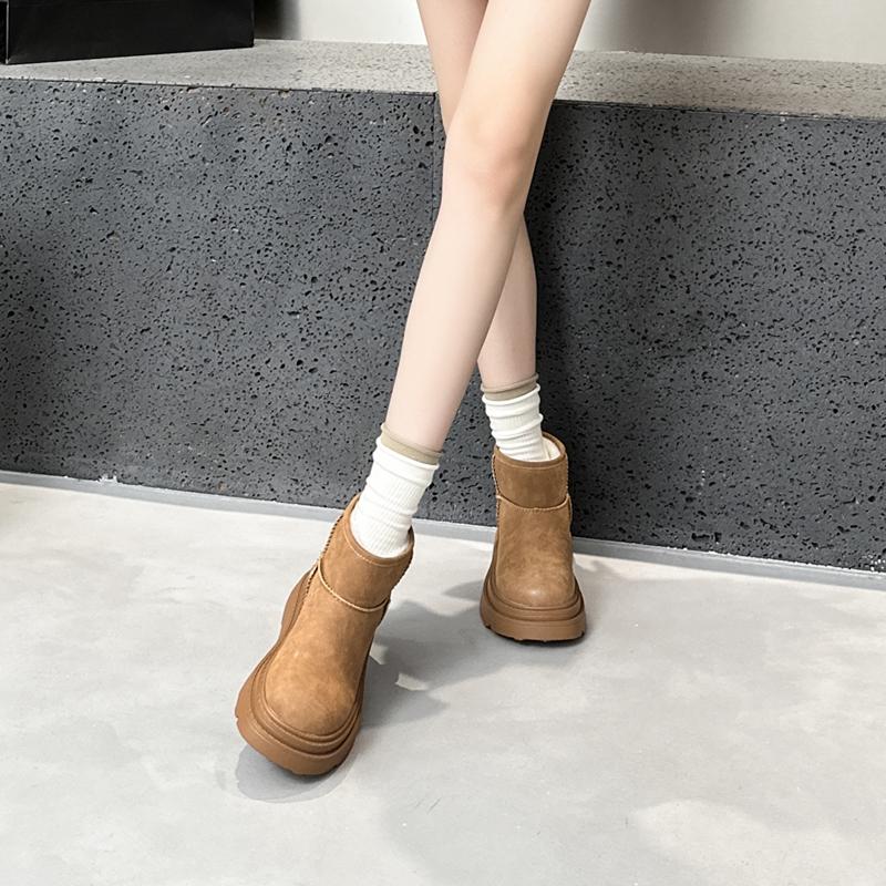 Women's Snow Boots Flat-soled, Non-slip Women Ankle Boots and Short Boots Winter Warm Slip-on Female Boots