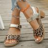 Fashion Leopard Print Thick Heeled Sandals Women Lightweight Ankle Strap Summer Gladiator Shoes Woman Comfort High Heel Platform Sandles