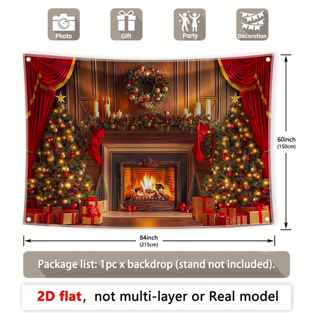 Christmas Fireplace Decoration Background Winter Photography Backdrop Decorations For Photo Studio Photo Booth Christams Party