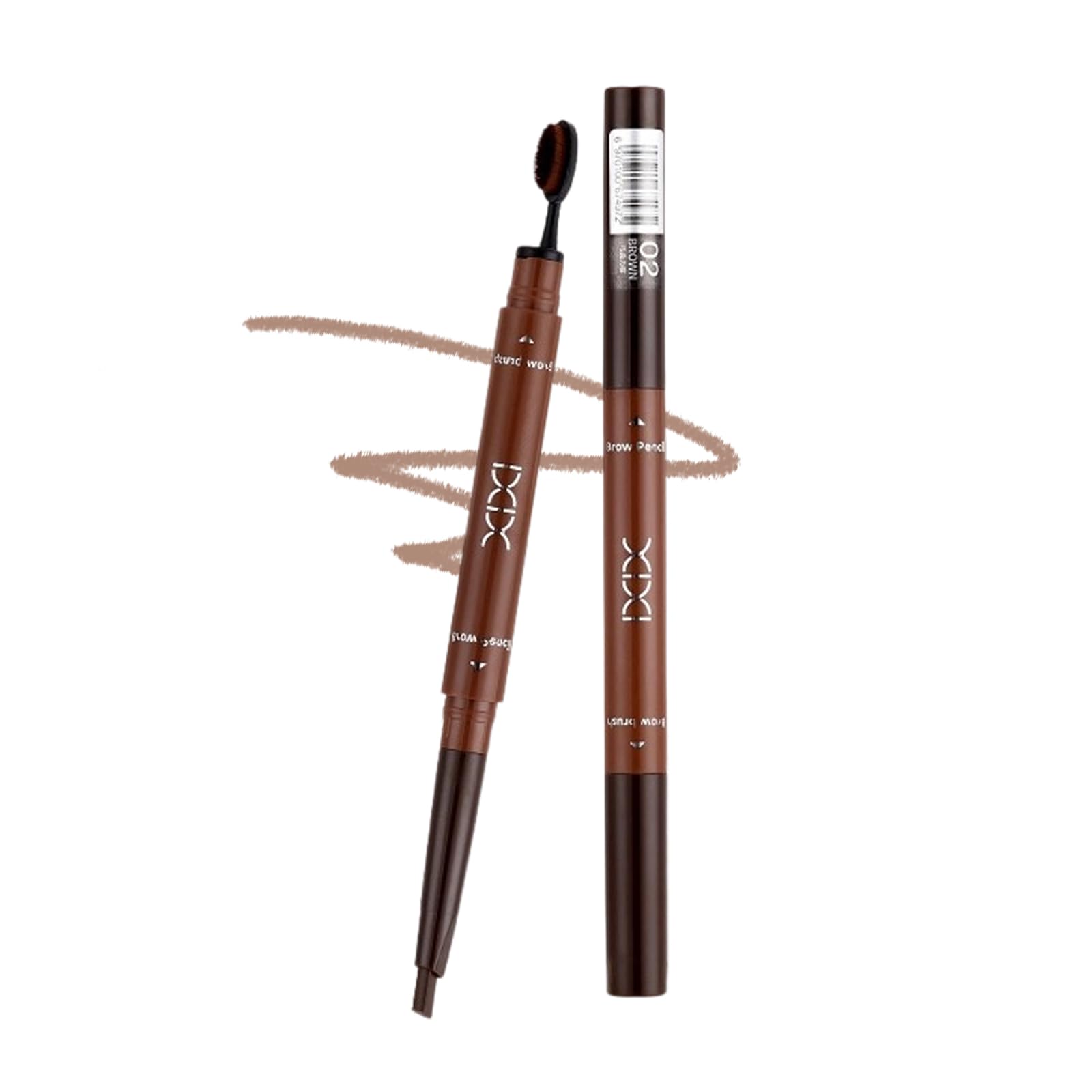 EXWICH Eyebrow Pencil, Chocolate Brown, Soft Color Payoff, Double-Ended, Toothbrush-Shaped Eyebrow Brush, Triangular Tip, Natural Finish